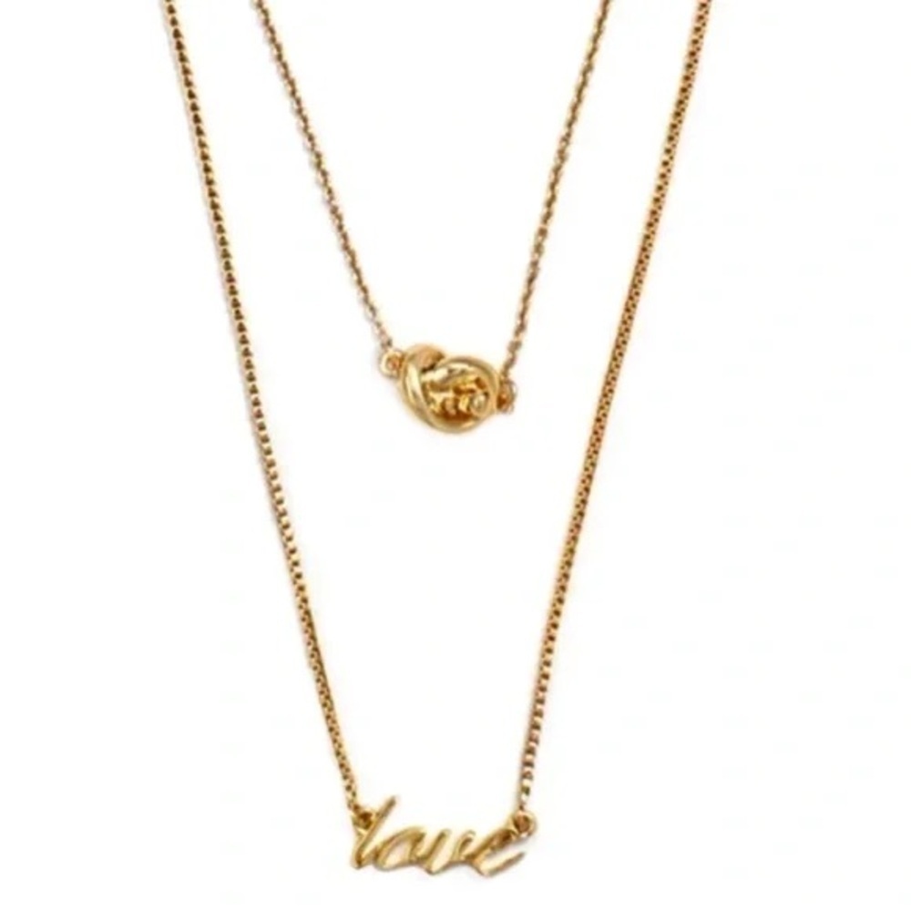 KATE SPADE • Gold Like A Charm Love Knot Double Layer Necklace - Picture 1 of 4